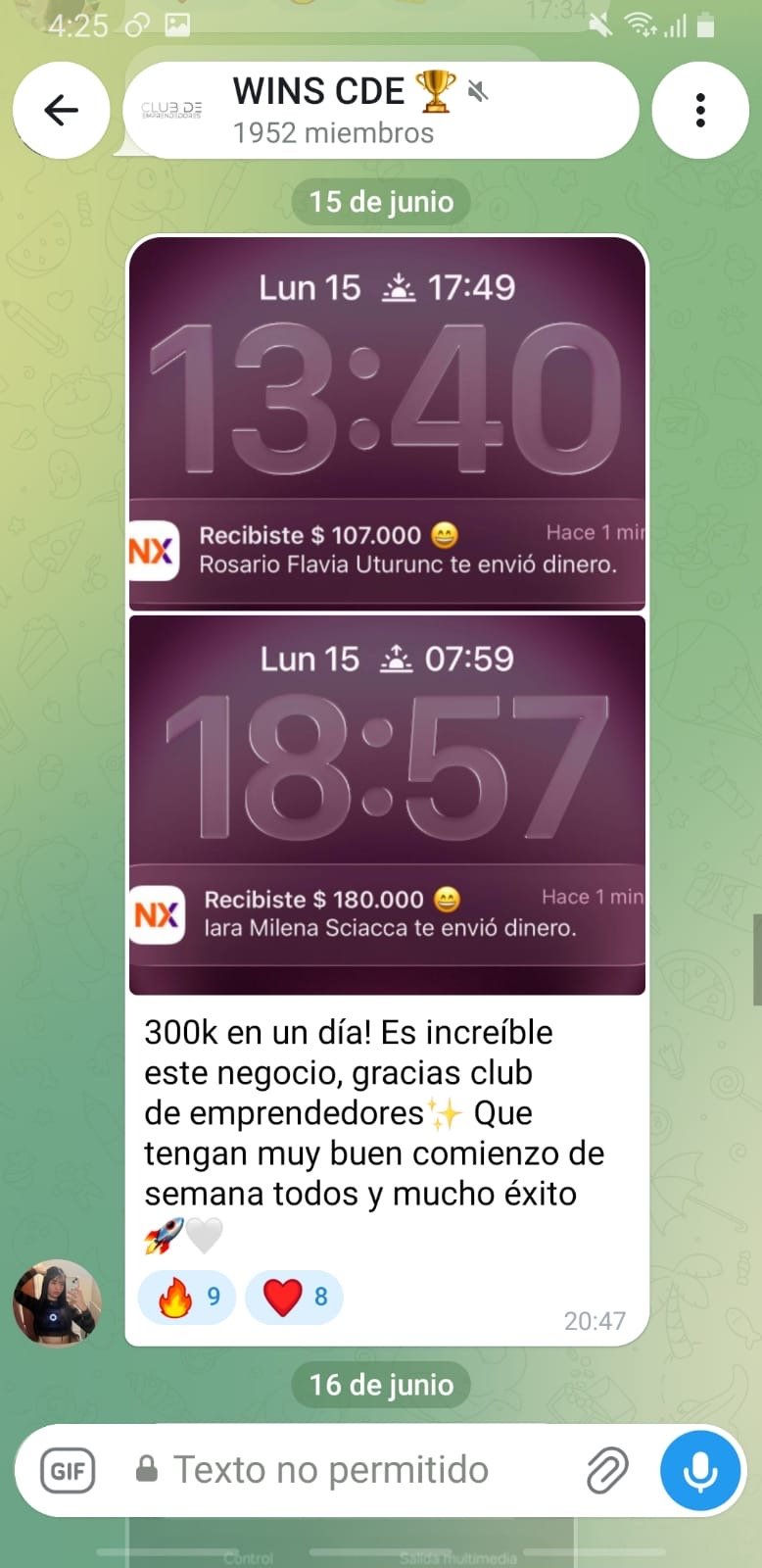 Resultado de un integrante de la comunidad Norvex