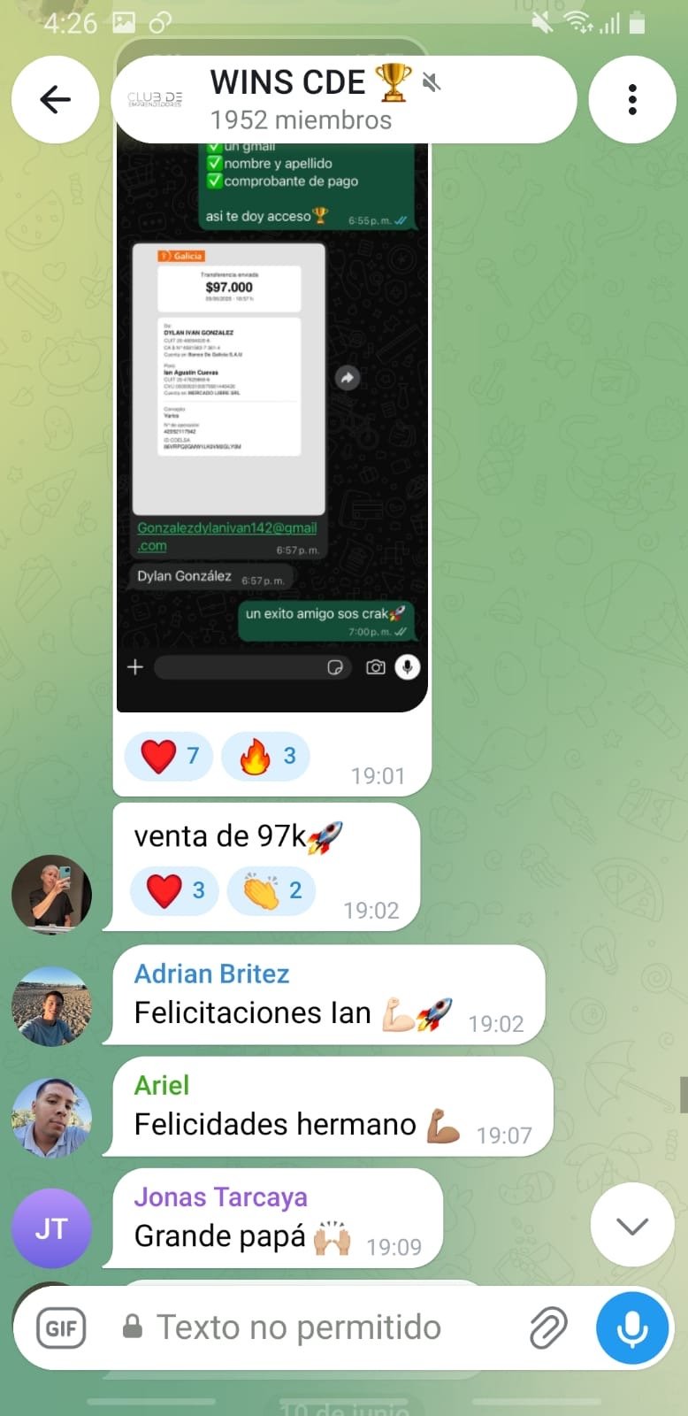 Resultado de un integrante de la comunidad Norvex
