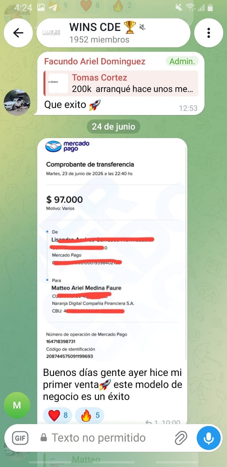 Resultado de un integrante de la comunidad Norvex
